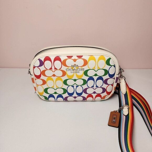 COACH CA175 Jamie Camera Crossbody Bag Rainbow Signature Pride - Picture 1 of 8